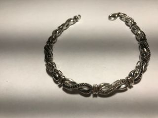 Vintage Sterling Silver Black & White Diamond Infinity Link Bracelet