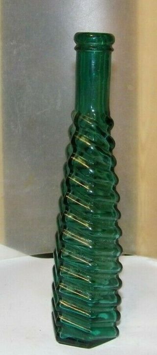 Vintage Emeral Green Peppersauce Old Bottle 8 " Tall Hand Applied Lip S & P