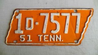 Vintage 1951 Tennessee Vols License Plate Authentic 2