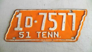 Vintage 1951 Tennessee Vols License Plate Authentic 3