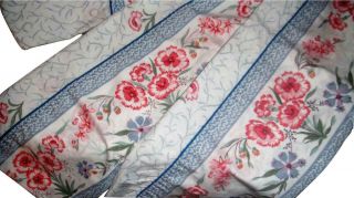 Vtg Atelier Martex 7 Piece Queen Sheet Set White With Blue Pink Flowers Euc