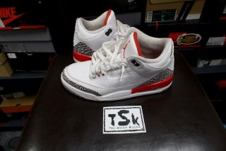 Nike Air Jordan 3 Size 9.  5 Katrina Og Retro Vtg Vintage White Red Nba Basketball