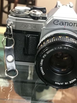 Vintage 1984 Canon AE - 1 35mm SLR Film Camera w/ Canon FD 50mm F1.  8 2