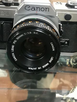 Vintage 1984 Canon AE - 1 35mm SLR Film Camera w/ Canon FD 50mm F1.  8 3