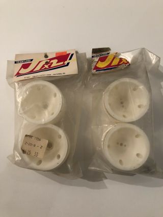 Vintage A7051 & A7151 Losi Jrxt Natural White F&r Wheel Set - Packaging - Rare