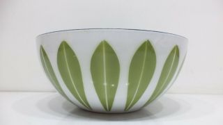 Vintage Mid Century Modern Green & White Lotus Cathrineholm 11 " Enamelware Bowl