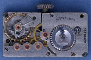 Waltham 1919 Vintage Rectangular 5 1/4/ Ligne 17 Movement W/dial Parts/repairs
