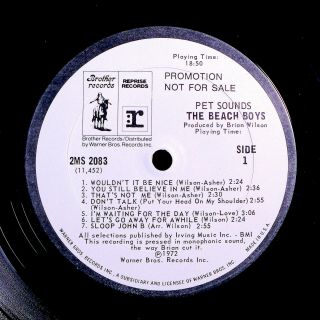 The Beach Boys Pet Sounds,  Rare Orig Mono White Label Promo Lp W/sticker 1a