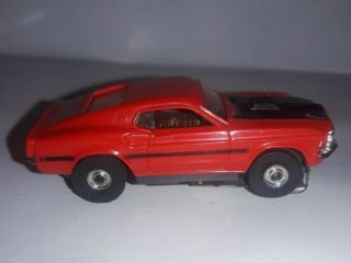 Vintage Aurora Thunder Jet 500 1969 Ford Mustang Mach 1 RED HO Slot Car 4