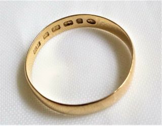 Vintage Or Antique Hallmarked 22ct Solid Gold Wedding Ring,  2 Grams