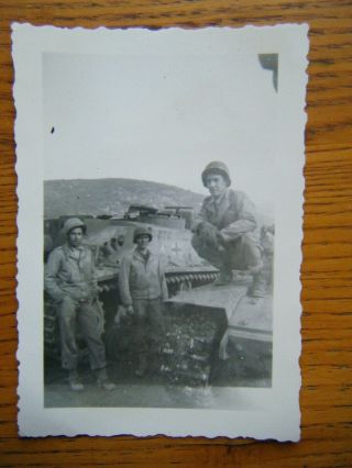 GI ' s standing on Captured German Armor - snap shot photo 2
