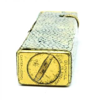 Vintage 1930 ' s Cartier License Dunhill Tallboy Shagreen Wrap Gold Plate Lighter 7