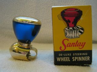 Rare Vintage Santay 14 Kt Gold Plated Blue Steering Wheel Spinner Suicide Knob