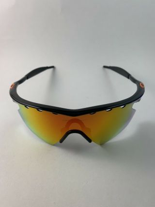 Oakley M Frame Polished Black Fire Iridium Heater Vented Orange Icons Rare