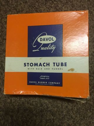 Vintage Davol Stomach Tube With Bulb And Funnel - Medical Collectible