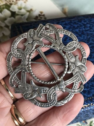 Rare Antique 830 Silver Norwegian Celtic Dragon Drage Solje Brooch/pin Norway