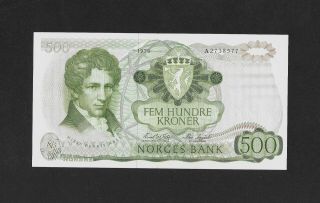 Ef,  / Au Rare First Date 500 Kroner 1978 Norway