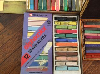 3 Vintage Boxes Soft Pastels & Colorsticks - Grumbacher - NuPastel & Alphacolor 6