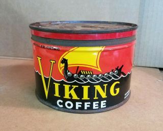 Very Rare Vintage Viking Brand 1lb Coffee Can