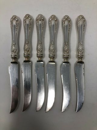 Wallace Rose 1888 Sterling Silver Set Of 6 Fruit Knives 6 7/8 " No Mono