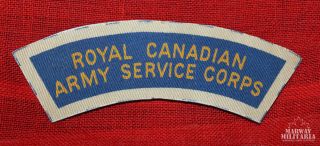Ww2 Royal Canadian Army Service Corps Canvas Shoulder Flash (13887)