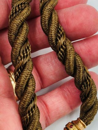 Antique Victorian Mourning Woven Hair & Gold Filled W/ Photo Portraits Fob 7
