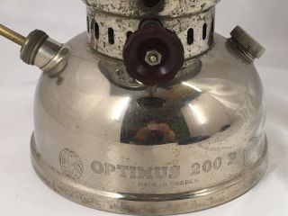 Antique Vintage Optimus 200P Kerosene Pressure Lantern Lamp Large Enamel Shade 3