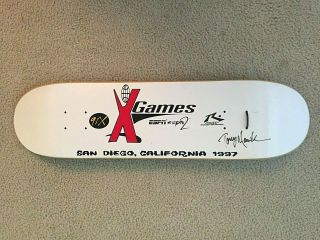 Rare Vintage Signed Tony Hawk 1997 X - Games Skateboard Deck