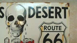 ROUTE US 66 VINTAGE PORCELAIN CALIFORNIA HIGHWAY SIGN THIRSTY ' S DINER TRUCK STOP 4