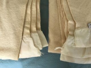 (2) vintage FARIBO 100 PURE MERINO WOOL twin bed blankets CREAM USA 88 