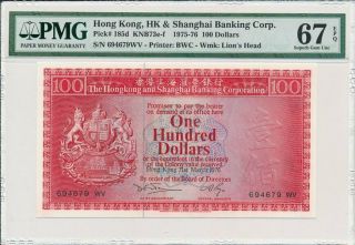 Hong Kong Bank Hong Kong $100 1976 Rare For Pmg 67epq