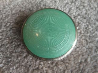 Vintage Silver And Green Guilloche Enamel Powder & Blusher Compact