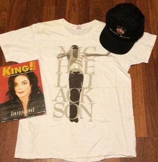 Vintage 1992 Michael Jackson King Of Pop Concert Tour T - Shirt,  Cap,  Mag Mens Xl