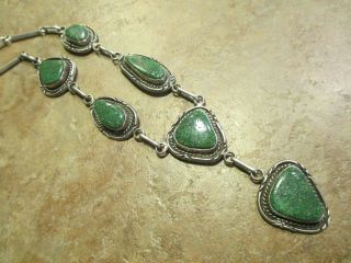 19 " Older Vintage Navajo Sterling Silver Green Turquoise Necklace