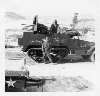 Org Wwii Photo: American Halftrack With Quad Guns “quad Lightning” Bulge?