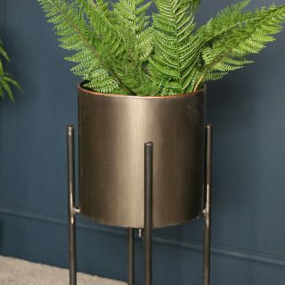 Tall vintage gunmetal grey plant pot flower planter on stand indoor outdoor gift 2