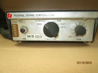 Vintage Federal Signal Pa 150 Siren Controller Switch Control Box & Microphone