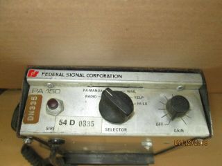VINTAGE FEDERAL SIGNAL PA 150 SIREN CONTROLLER SWITCH CONTROL BOX & MICROPHONE 3