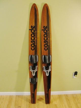 Vintage Nash Cascade Adult Combo Wood Water Skis Cabin Decor Slalom Wooden Ski