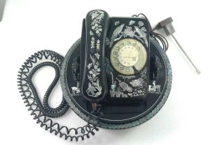 Vintage Korean Rotary Telephone Mother Of Pearl Inlay.  Hollywood Recency
