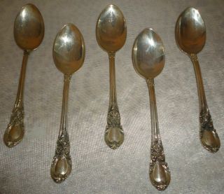 Vintage 75 Year Old Lunt American Victorian Sterling Silver Teaspoons (5)