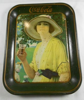 Vtg 1920 Coca Cola Advertising Serving Tray Golfing Girl Garden Girl