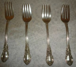 Vintage 75 Year Old Lunt American Victorian Sterling Silver Salad Forks (4)