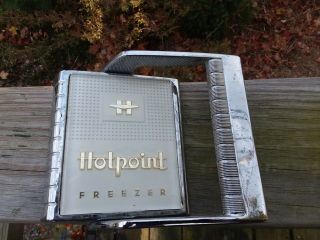Vintage Refrigerator Door Hotpoint Handle Freezer Handle Badge Chrome Antique