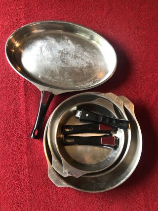 Vintage Triplinox Pans Made In France - Fish Pan,  10” 8” & 6” Pan Set W/ Handles