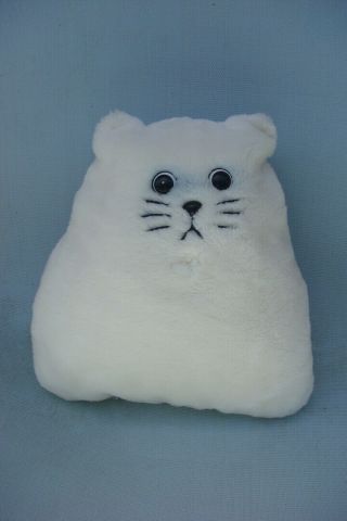 Vintage 1980 White Dakin Japan Artist Society Plush Cat Pillow