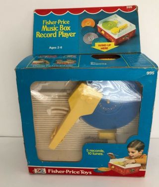 Vintage Fisher Price Music Box Record Player Wind Up Complete 1971