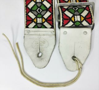 Vintage 1960 ' s ACE Red Stained Glass Design Style Hippie Guitar Strap 2
