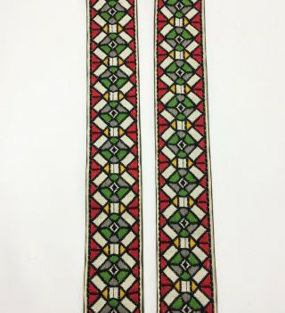 Vintage 1960 ' s ACE Red Stained Glass Design Style Hippie Guitar Strap 5