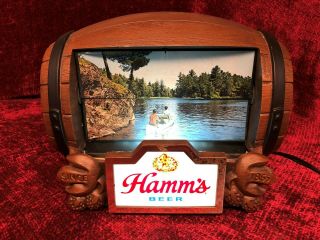 Vintage Hamms Beer Barrel Flipper Lighted Sign 8 Scene Motorized Bar Tavern Bear